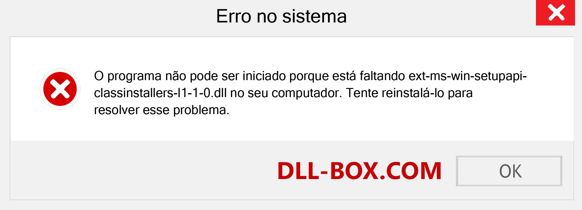 Arquivo ext-ms-win-setupapi-classinstallers-l1-1-0.dll ausente ?. Download para Windows 7, 8, 10 - Correção de erro ausente ext-ms-win-setupapi-classinstallers-l1-1-0 dll no Windows, fotos, imagens